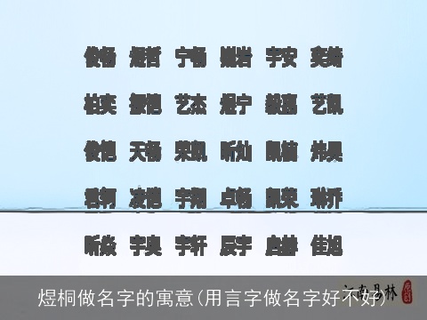 煜桐做名字的寓意(用言字做名字好不好)
