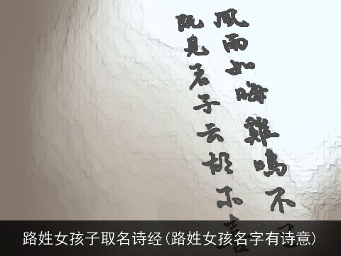 路姓女孩子取名诗经(路姓女孩名字有诗意)