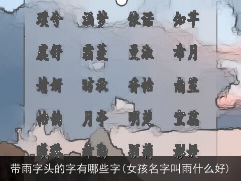 带雨字头的字有哪些字(女孩名字叫雨什么好)