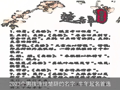 2023个男孩诗经楚辞的名字 牛年起名首选