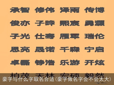 豪字与什么字取名合适(豪字做名字会不会太大)