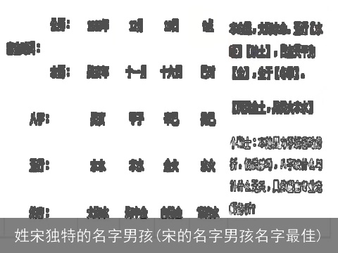 姓宋独特的名字男孩(宋的名字男孩名字最佳)