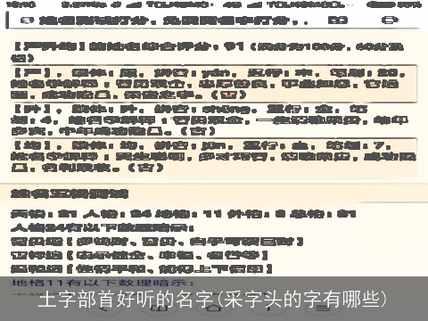 土字部首好听的名字(采字头的字有哪些)