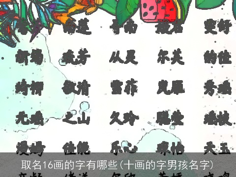 取名16画的字有哪些(十画的字男孩名字)