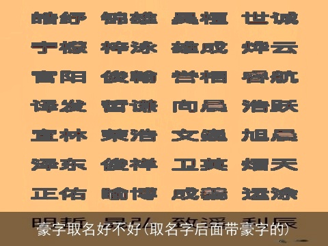 豪字取名好不好(取名字后面带豪字的)