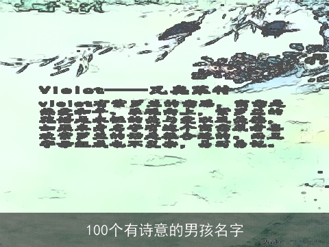 100个有诗意的男孩名字