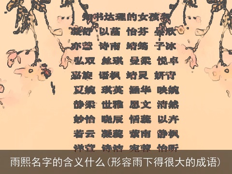 雨熙名字的含义什么(形容雨下得很大的成语)