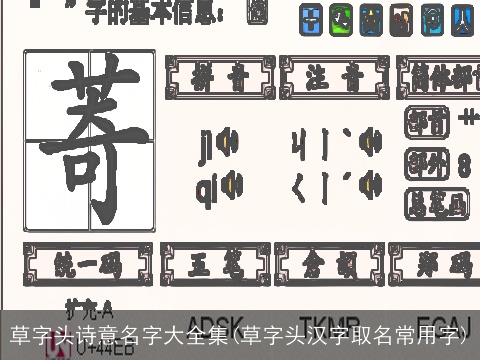 草字头诗意名字大全集(草字头汉字取名常用字)