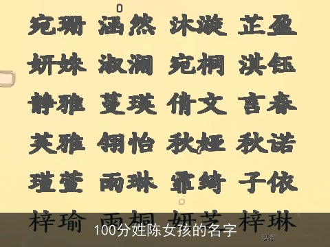 100分姓陈女孩的名字