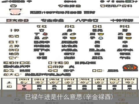 巳禄午进是什么意思(辛金禄酉)