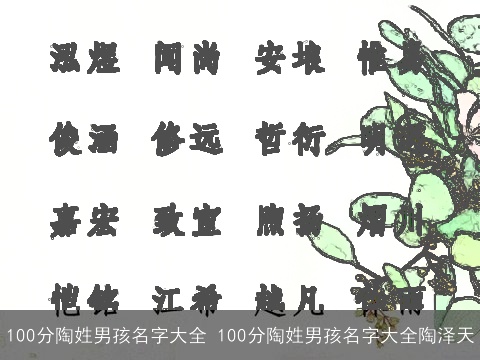 100分陶姓男孩名字大全 100分陶姓男孩名字大全陶泽天