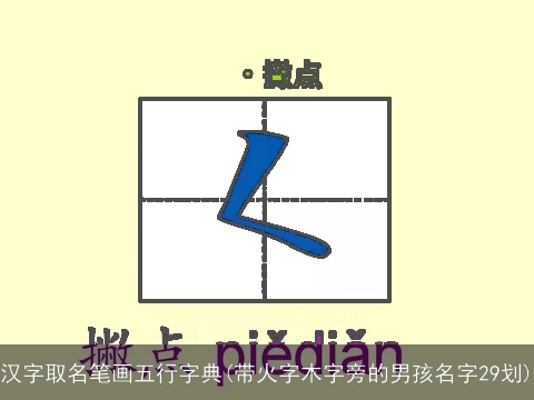 汉字取名笔画五行字典(带火字木字旁的男孩名字29划)