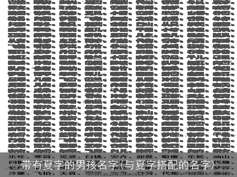 带有夏字的男孩名字(与夏字搭配的名字)