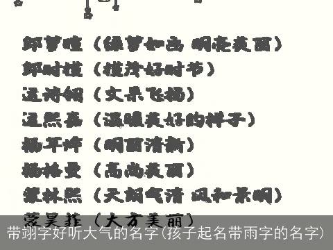 带翊字好听大气的名字(孩子起名带雨字的名字)