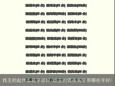 姓王的起什么名字最好(姓王的男孩名字用哪些字好)