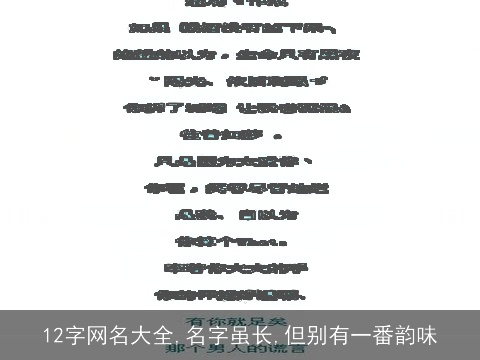 12字网名大全,名字虽长,但别有一番韵味