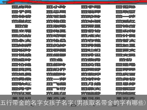 五行带金的名字女孩子名字(男孩取名带金的字有哪些)