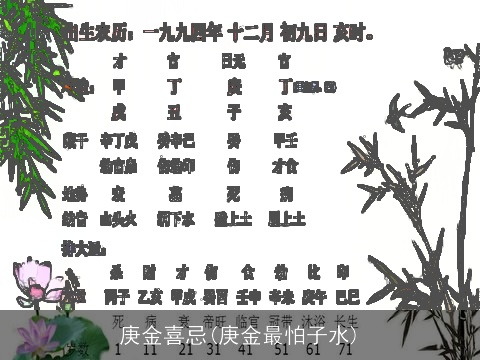 庚金喜忌(庚金最怕子水)
