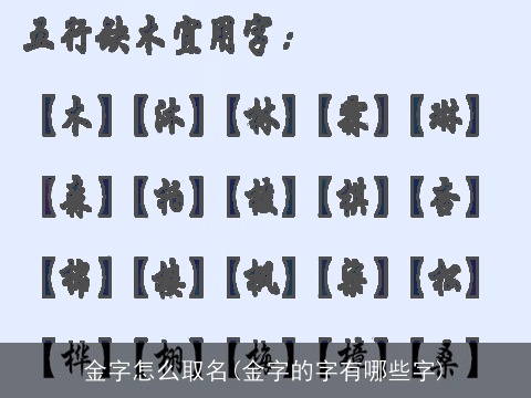 金字怎么取名(金字的字有哪些字)