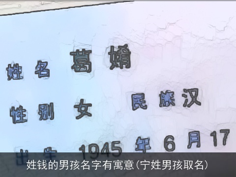 姓钱的男孩名字有寓意(宁姓男孩取名)