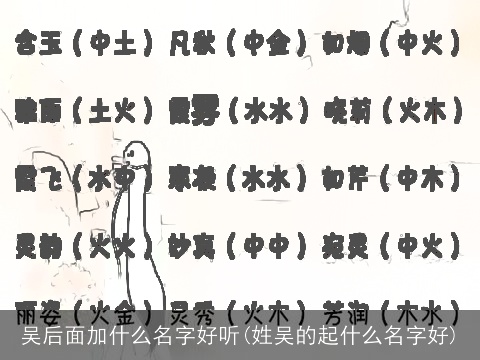 吴后面加什么名字好听(姓吴的起什么名字好)