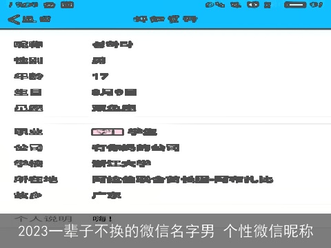 2023一辈子不换的微信名字男 个性微信昵称