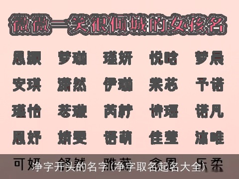 净字开头的名字(净字取名起名大全)