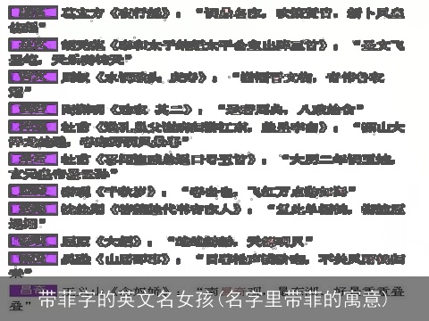 带菲字的英文名女孩(名字里带菲的寓意)