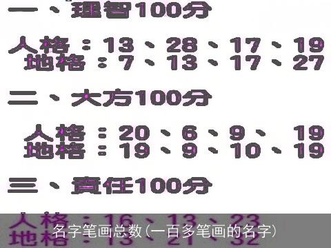 名字笔画总数(一百多笔画的名字)