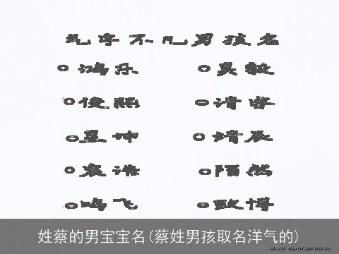 姓蔡的男宝宝名(蔡姓男孩取名洋气的)