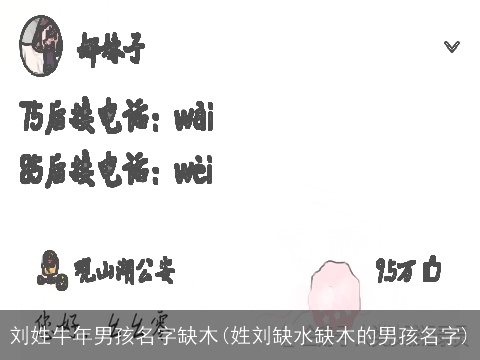 刘姓牛年男孩名字缺木(姓刘缺水缺木的男孩名字)