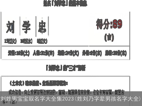 刘姓男宝宝取名字大全集2023(姓刘乃字辈男孩名字大全)