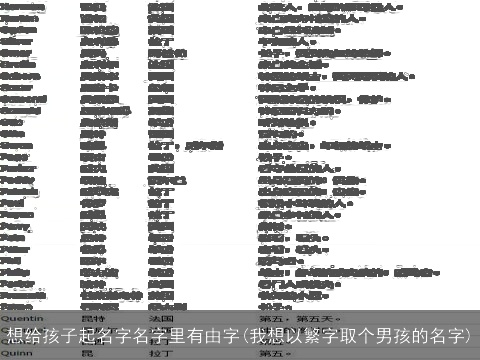 想给孩子起名字名字里有由字(我想以繁字取个男孩的名字)