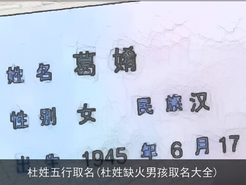 杜姓五行取名(杜姓缺火男孩取名大全)