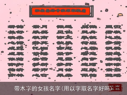 带木字的女孩名字(用以字取名字好吗)