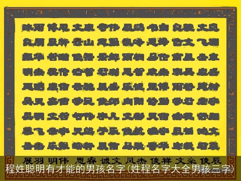 程姓聪明有才能的男孩名字(姓程名字大全男孩三字)