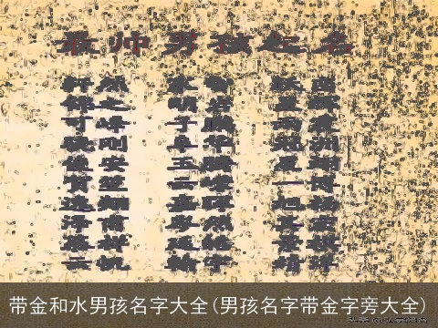 带金和水男孩名字大全(男孩名字带金字旁大全)