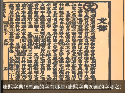 康熙字典15笔画的字有哪些(康熙字典20画的字测名)
