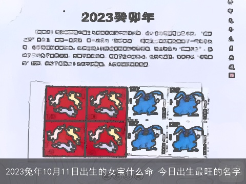 2023兔年10月11日出生的女宝什么命 今日出生最旺的名字