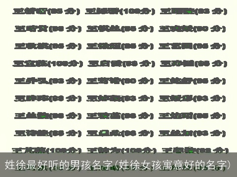 姓徐最好听的男孩名字(姓徐女孩寓意好的名字)