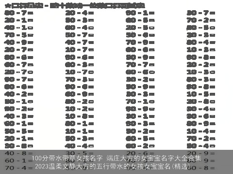 100分带水带草女孩名字 端庄大方的女宝宝名字大全合集 2023温柔文静大方的五行带水的女孩女宝宝名(精选)