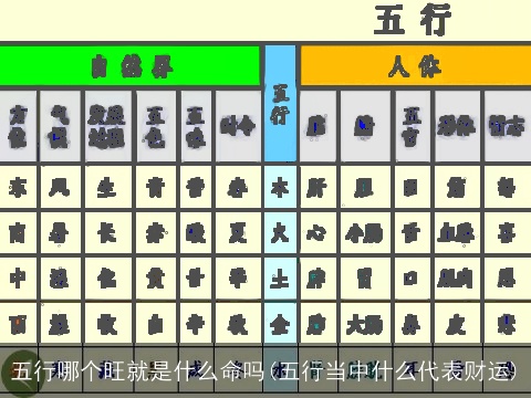 五行哪个旺就是什么命吗(五行当中什么代表财运)