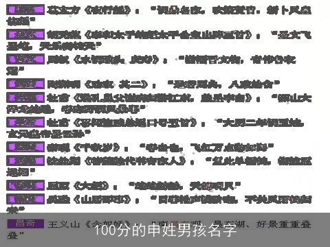 100分的申姓男孩名字