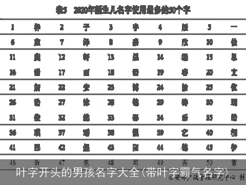叶字开头的男孩名字大全(带叶字霸气名字)