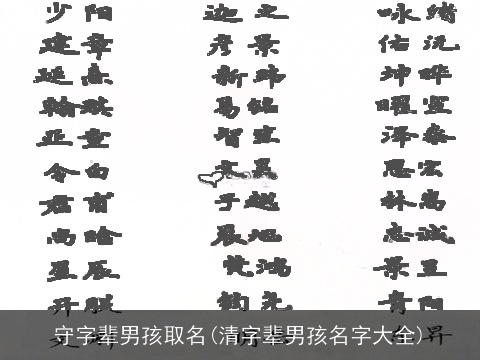 守字辈男孩取名(清字辈男孩名字大全)