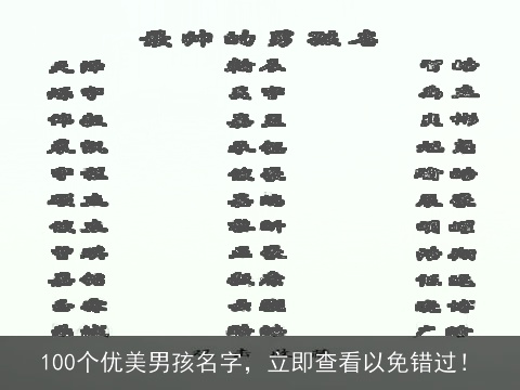 100个优美男孩名字，立即查看以免错过！