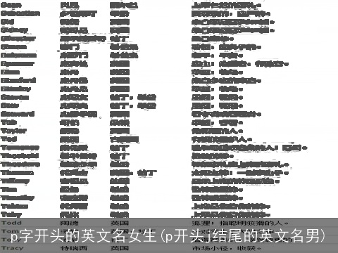 p字开头的英文名女生(p开头j结尾的英文名男)