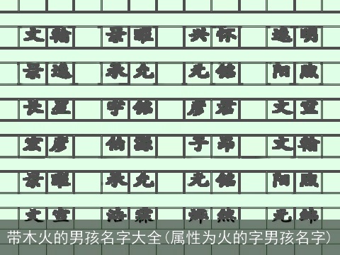 带木火的男孩名字大全(属性为火的字男孩名字)