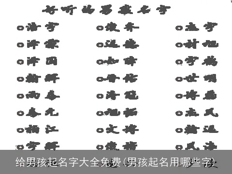 给男孩起名字大全免费(男孩起名用哪些字)