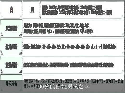 100分的白姓男孩名字